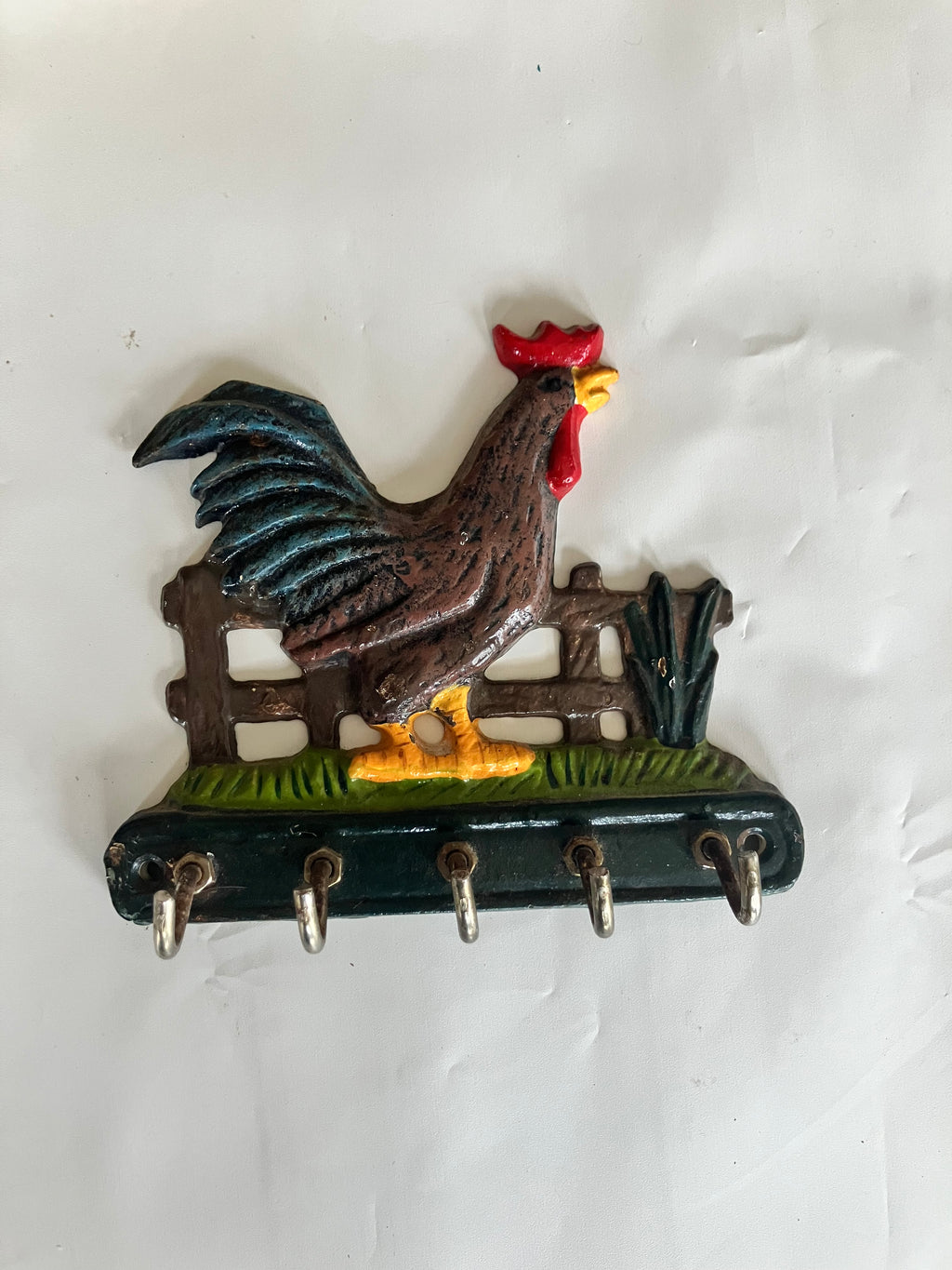 Vintage Cast Iron Rooster keychain holder