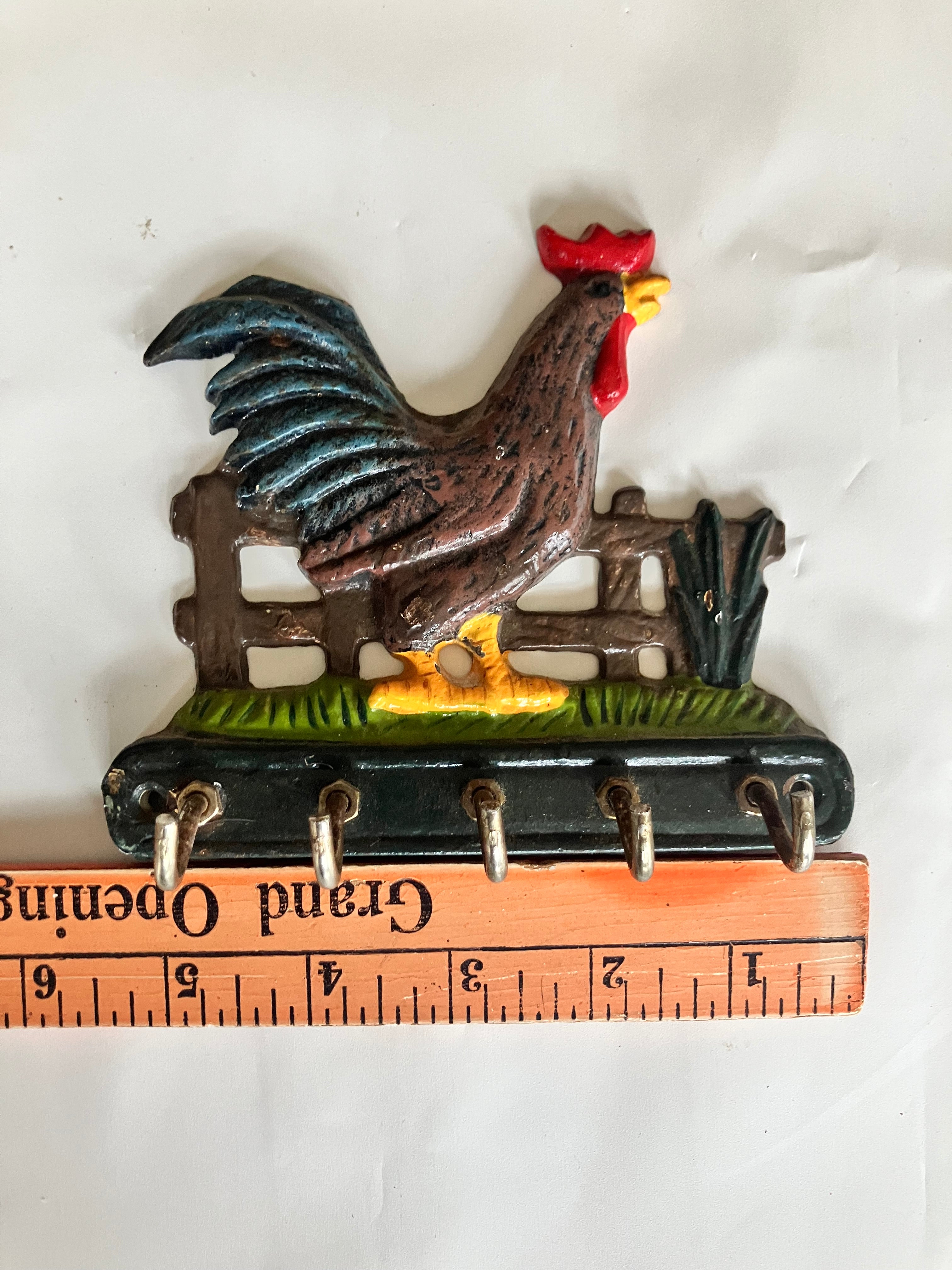 Vintage Cast Iron Rooster keychain holder