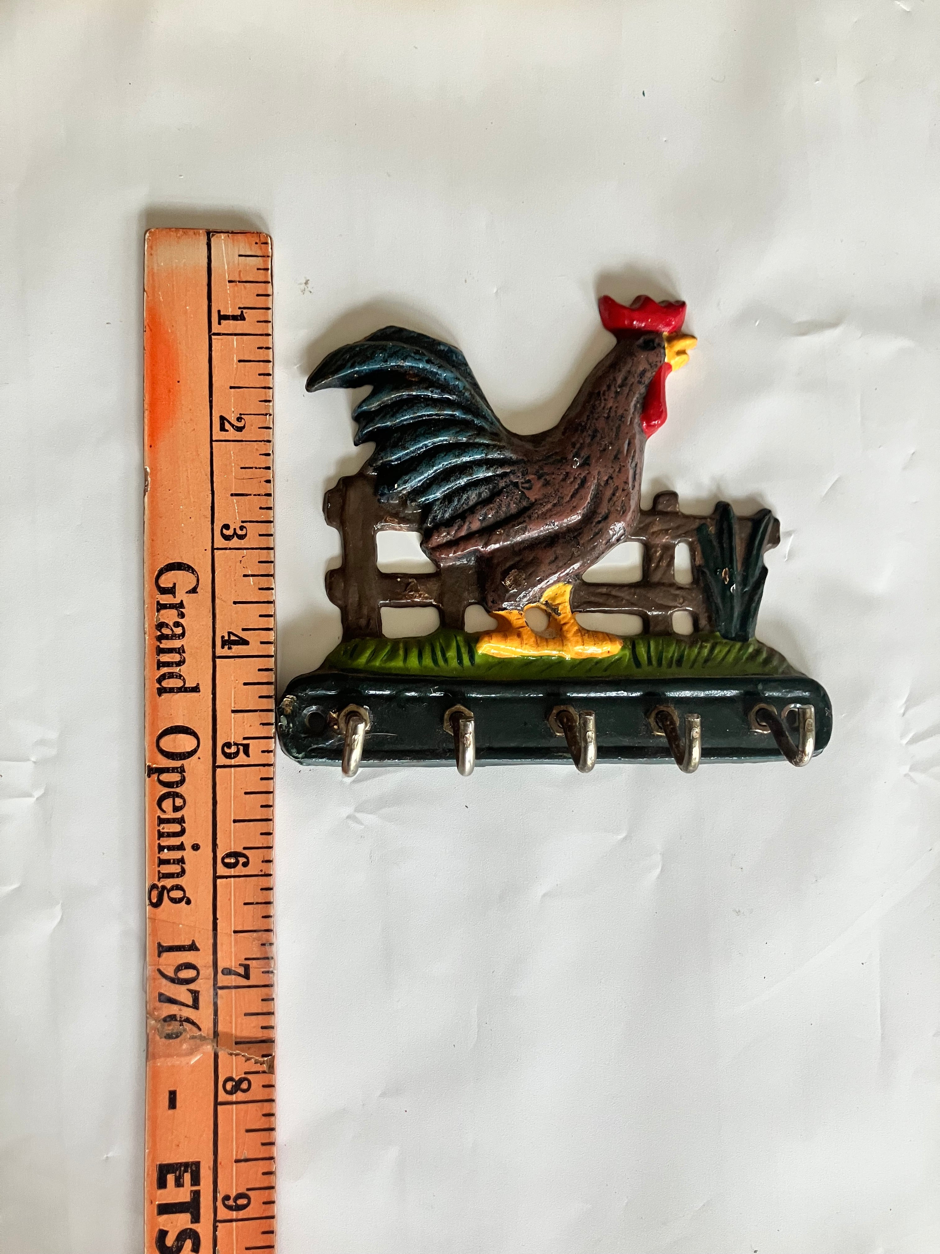 Vintage Cast Iron Rooster keychain holder