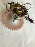 Vintage 1950s Pink Milk Glass Portable Electric Lamp