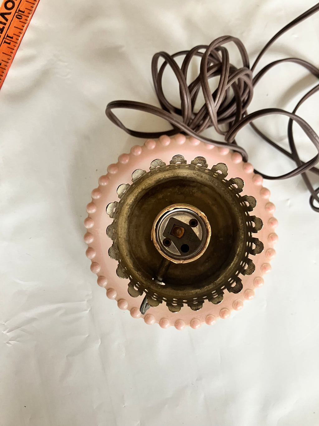 Vintage 1950s Pink Milk Glass Portable Electric Lamp