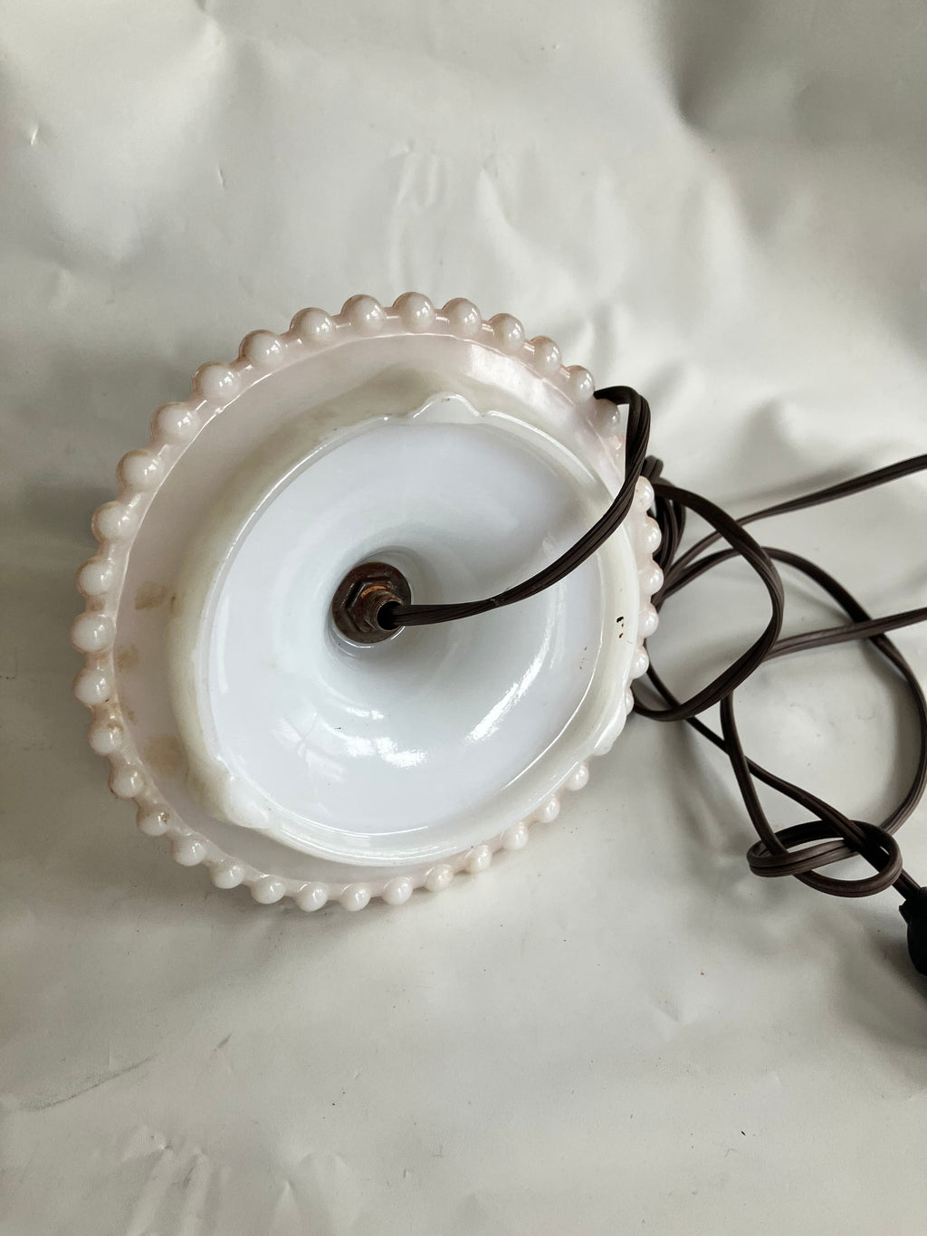Vintage 1950s Pink Milk Glass Portable Electric Lamp