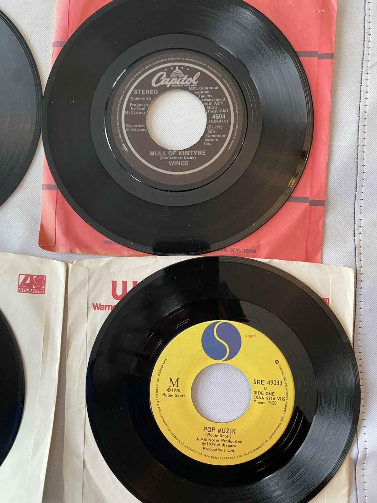 Lot of 9 Rock/Pop 45 Records 70s 80s Blondie Wings Abba Eagles Gibbons Muzik