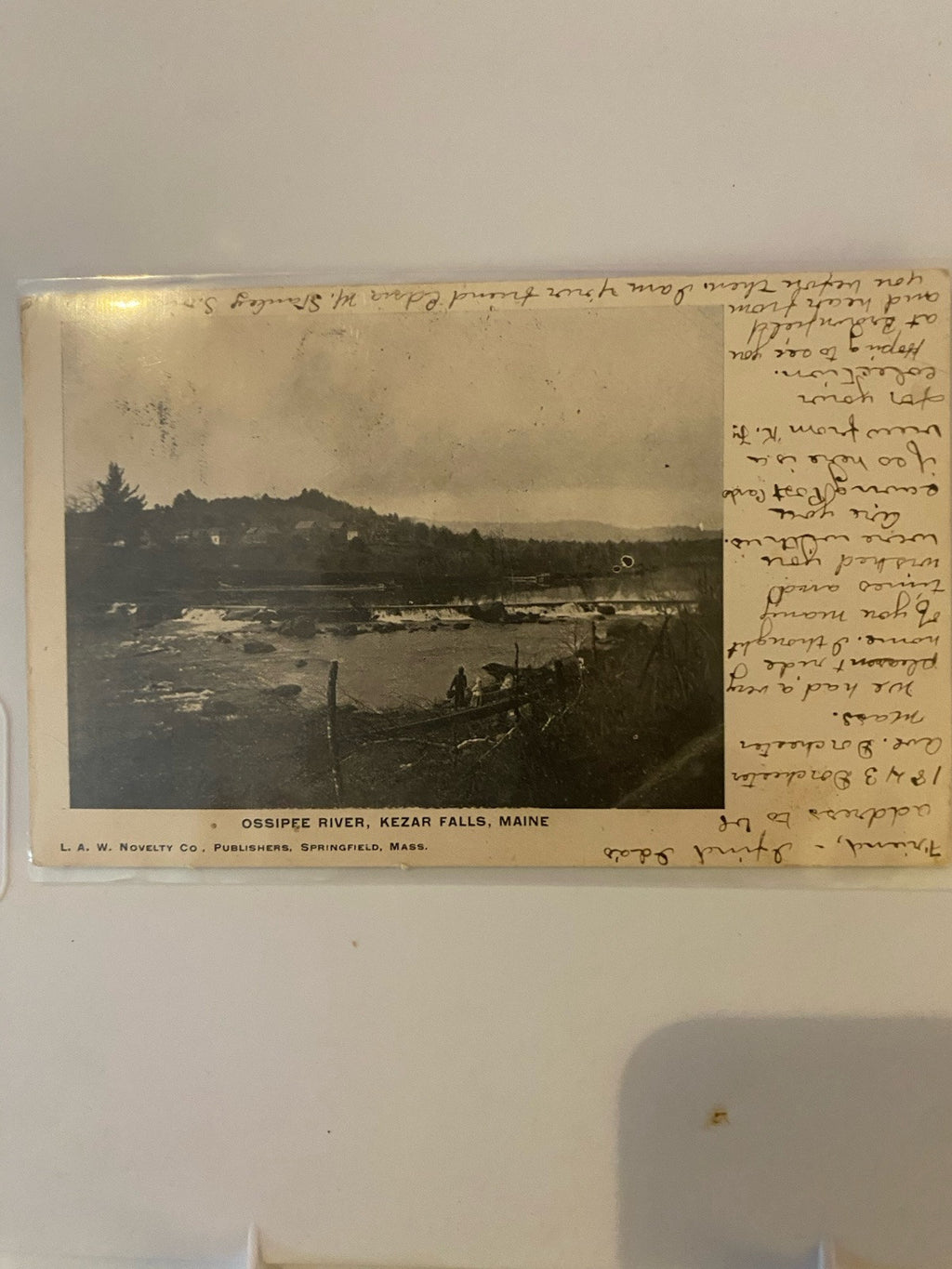 Kezar Falls Maine 1906 Postcard w Benjamin Franklin 1 Cent Stamp