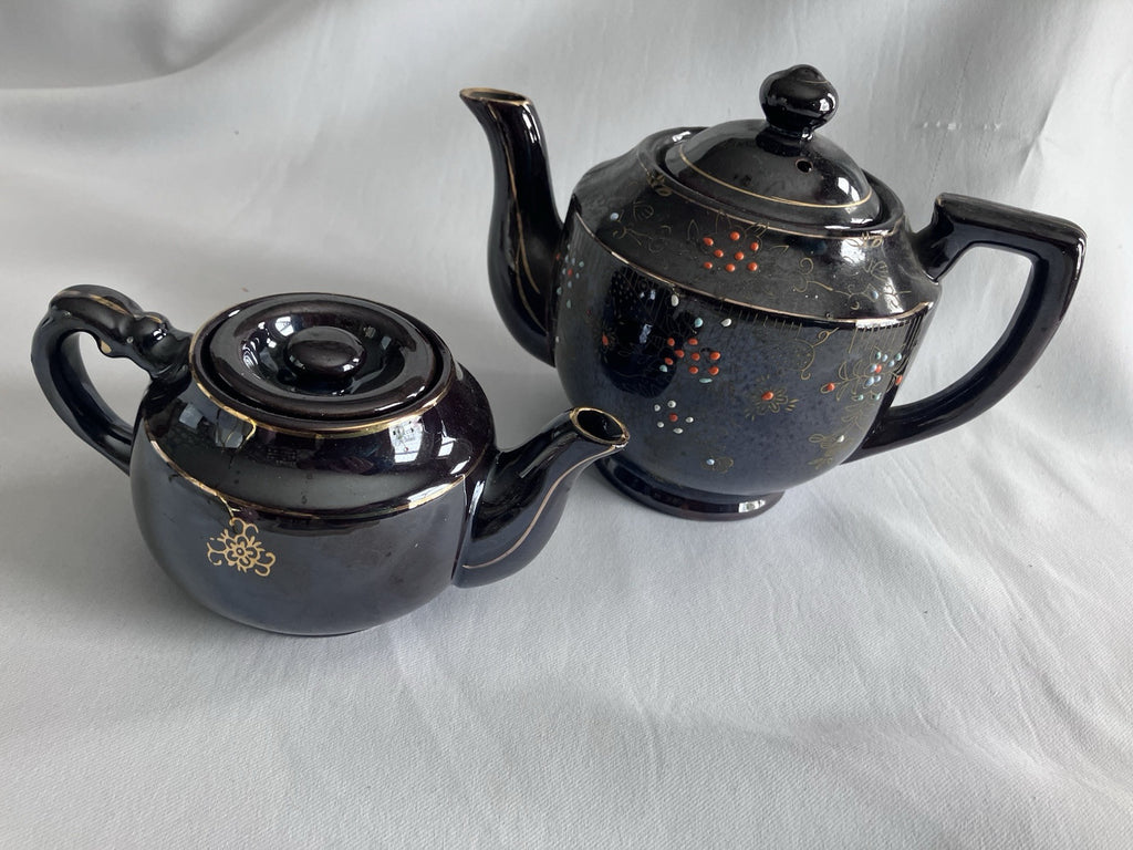 Pair Of MCM Brown Betty Moriage  Red Stone Tea Pots