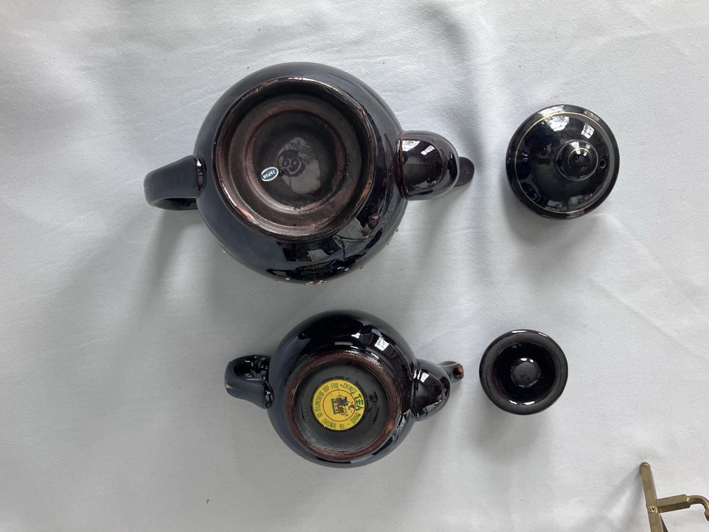Pair Of MCM Brown Betty Moriage  Red Stone Tea Pots
