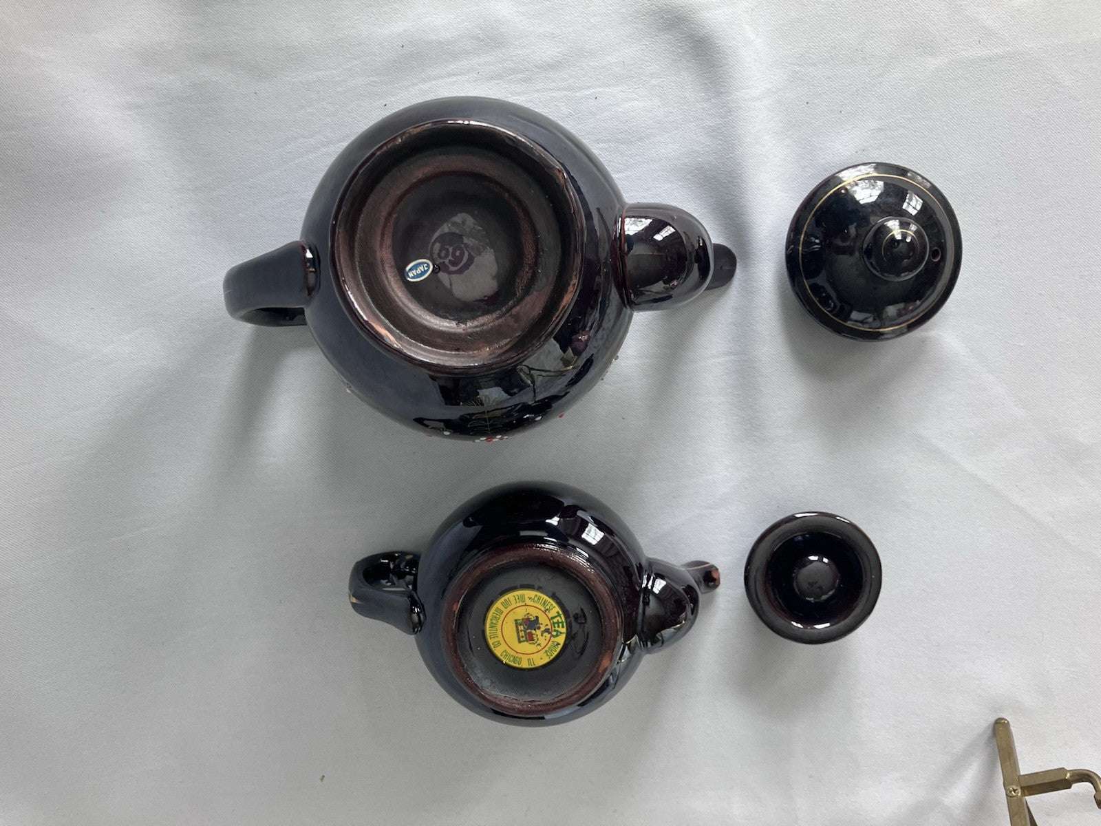 Pair Of MCM Brown Betty Moriage  Red Stone Tea Pots