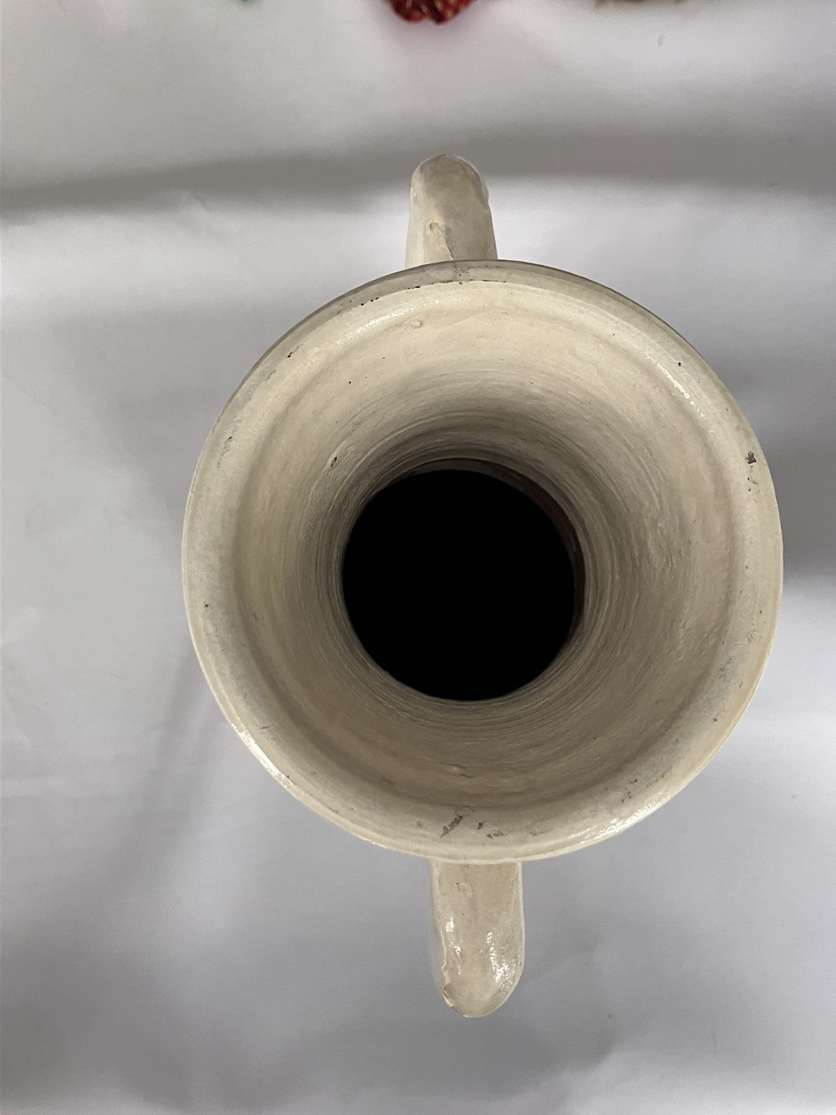 Cream Colored Double Handles Pottery Floor Vase/jug 