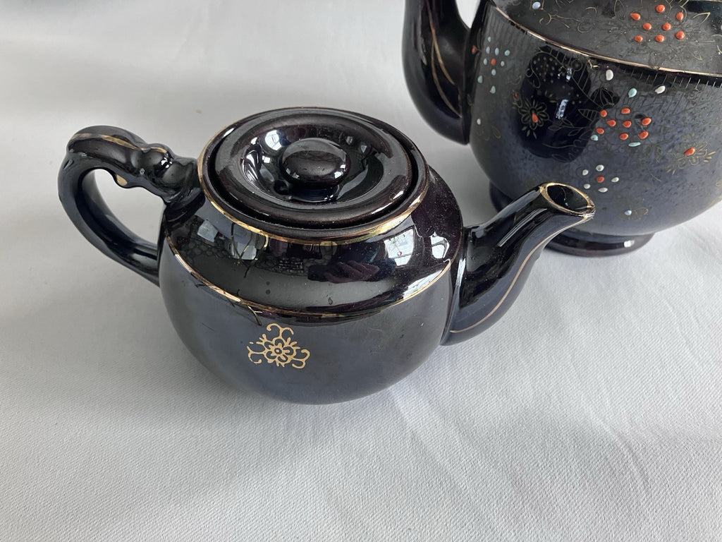 Pair Of MCM Brown Betty Moriage  Red Stone Tea Pots