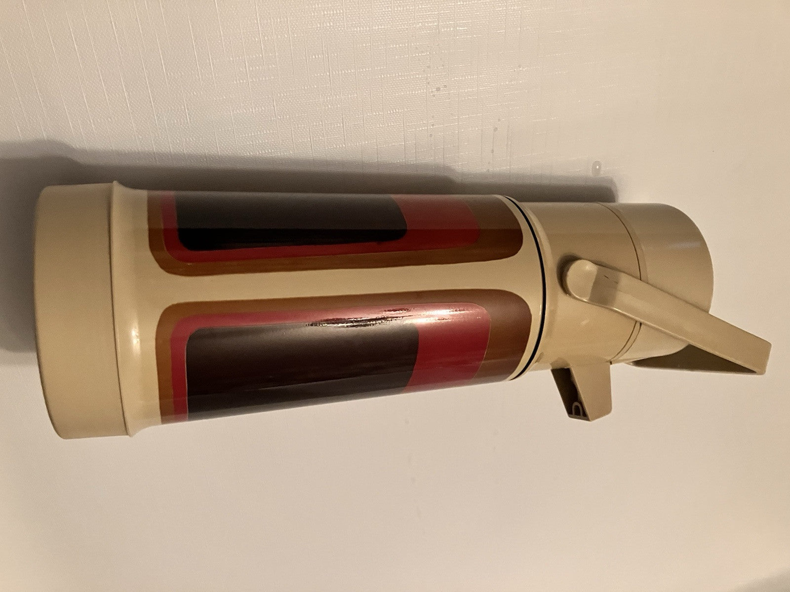 Vintage 1970s 1 Liter Pump-Handled Thermos;Abstract Design