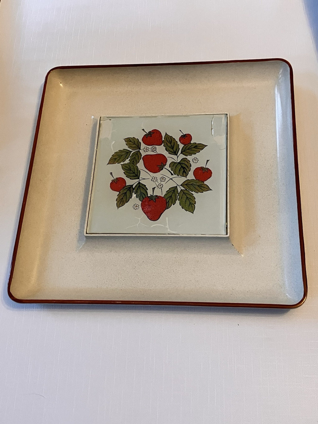 Vintage MCM  Strawberry Cheese/cracker Party Platters Made In Japan
