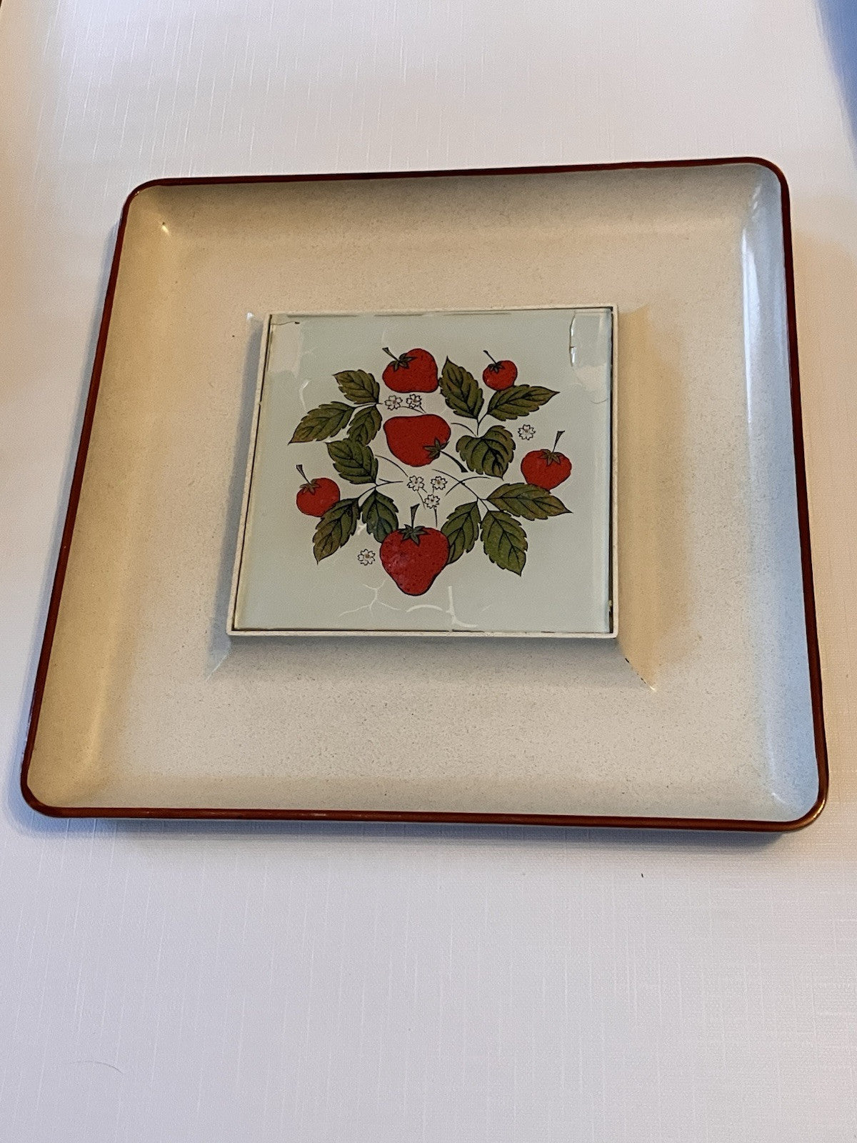 Vintage MCM  Strawberry Cheese/cracker Party Platters Made In Japan
