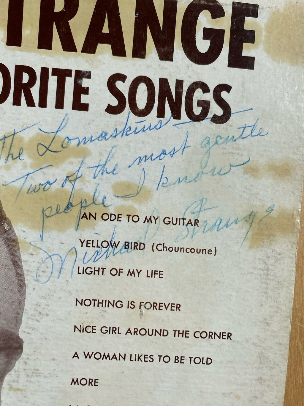Michael Strange Sings your favorite songs Lp Vinyl Autographed
