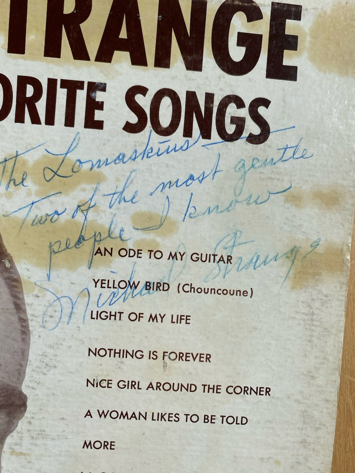 Michael Strange Sings your favorite songs Lp Vinyl Autographed