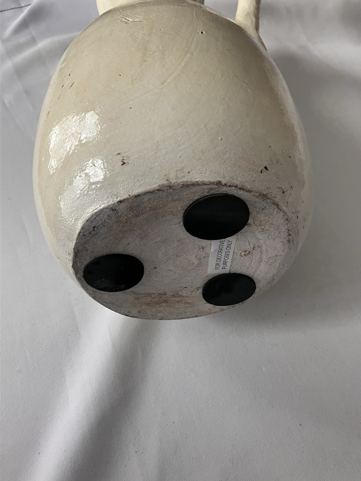 Cream Colored Double Handles Pottery Floor Vase/jug 