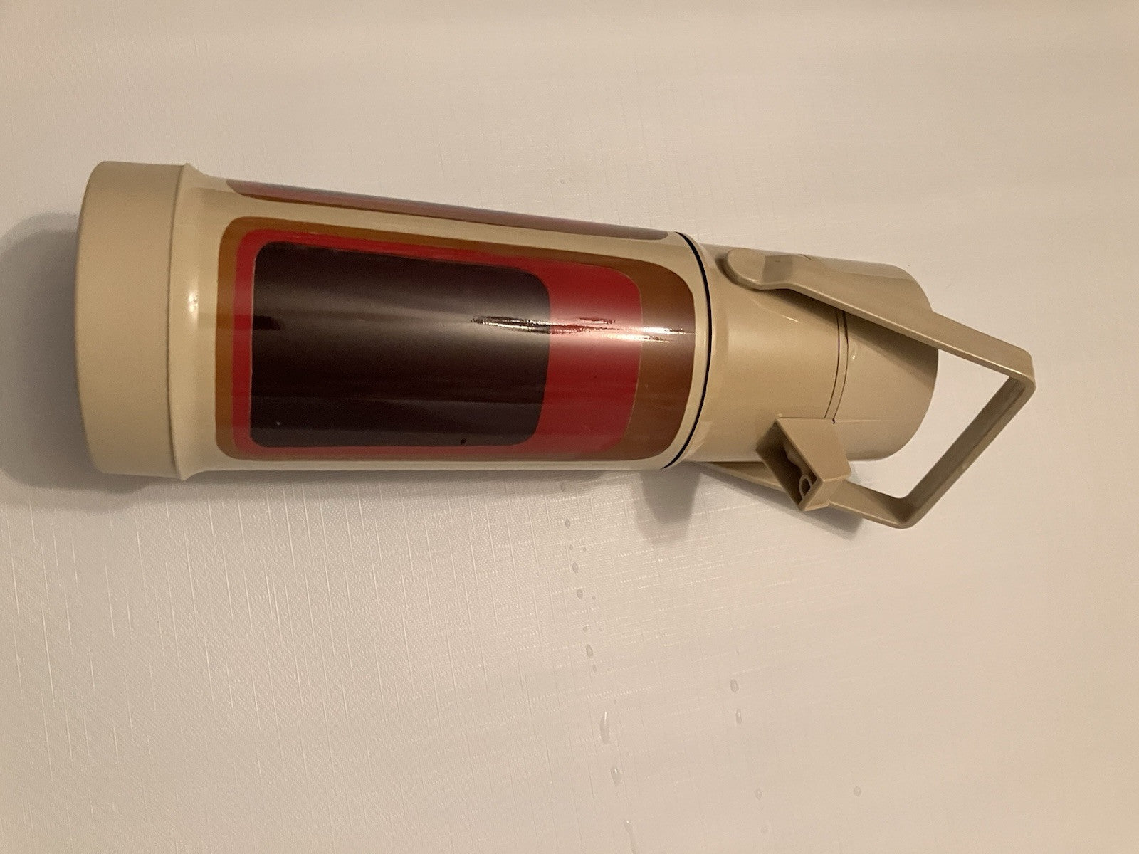 Vintage 1970s 1 Liter Pump-Handled Thermos;Abstract Design