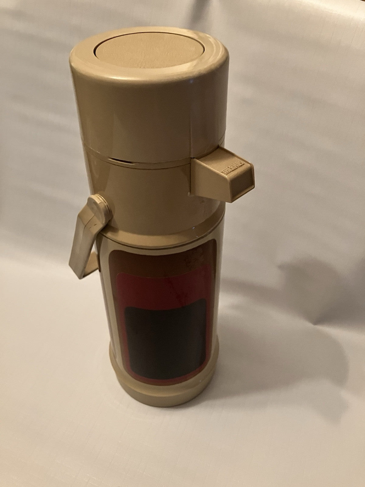 Vintage 1970s 1 Liter Pump-Handled Thermos;Abstract Design