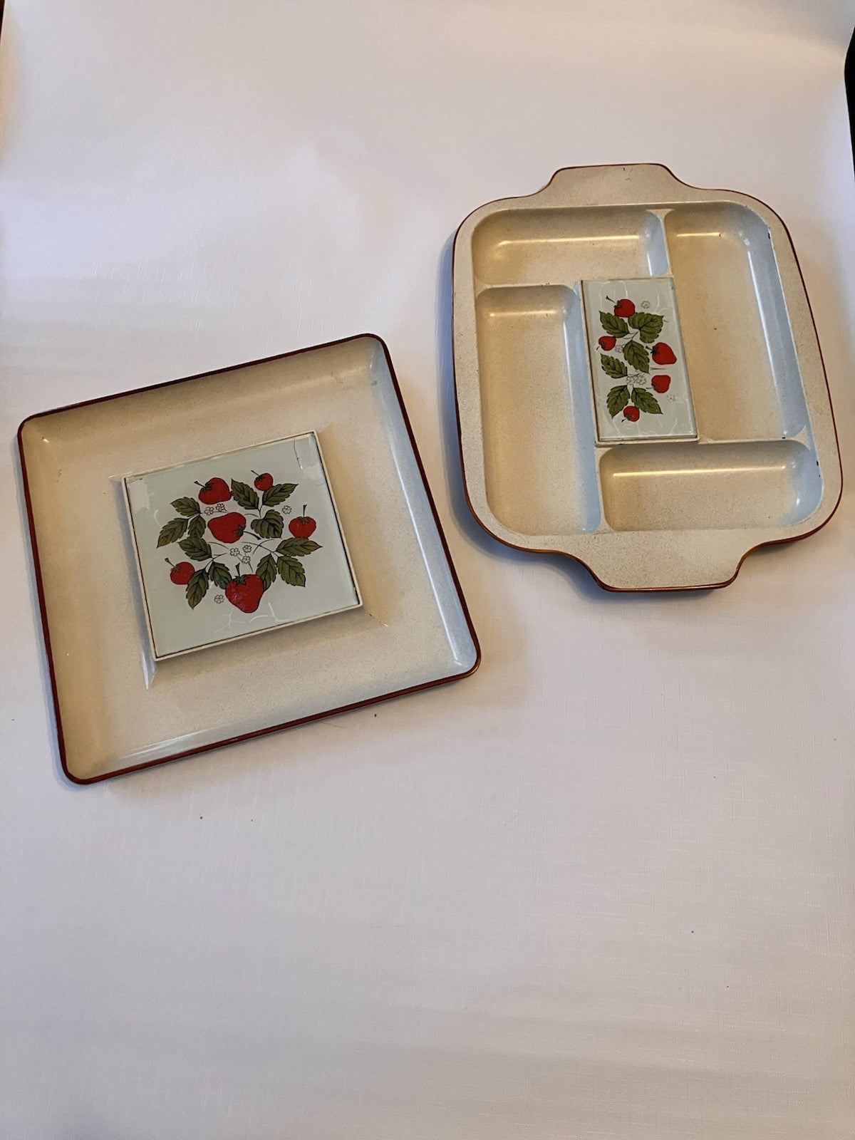 Vintage MCM  Strawberry Cheese/cracker Party Platters Made In Japan