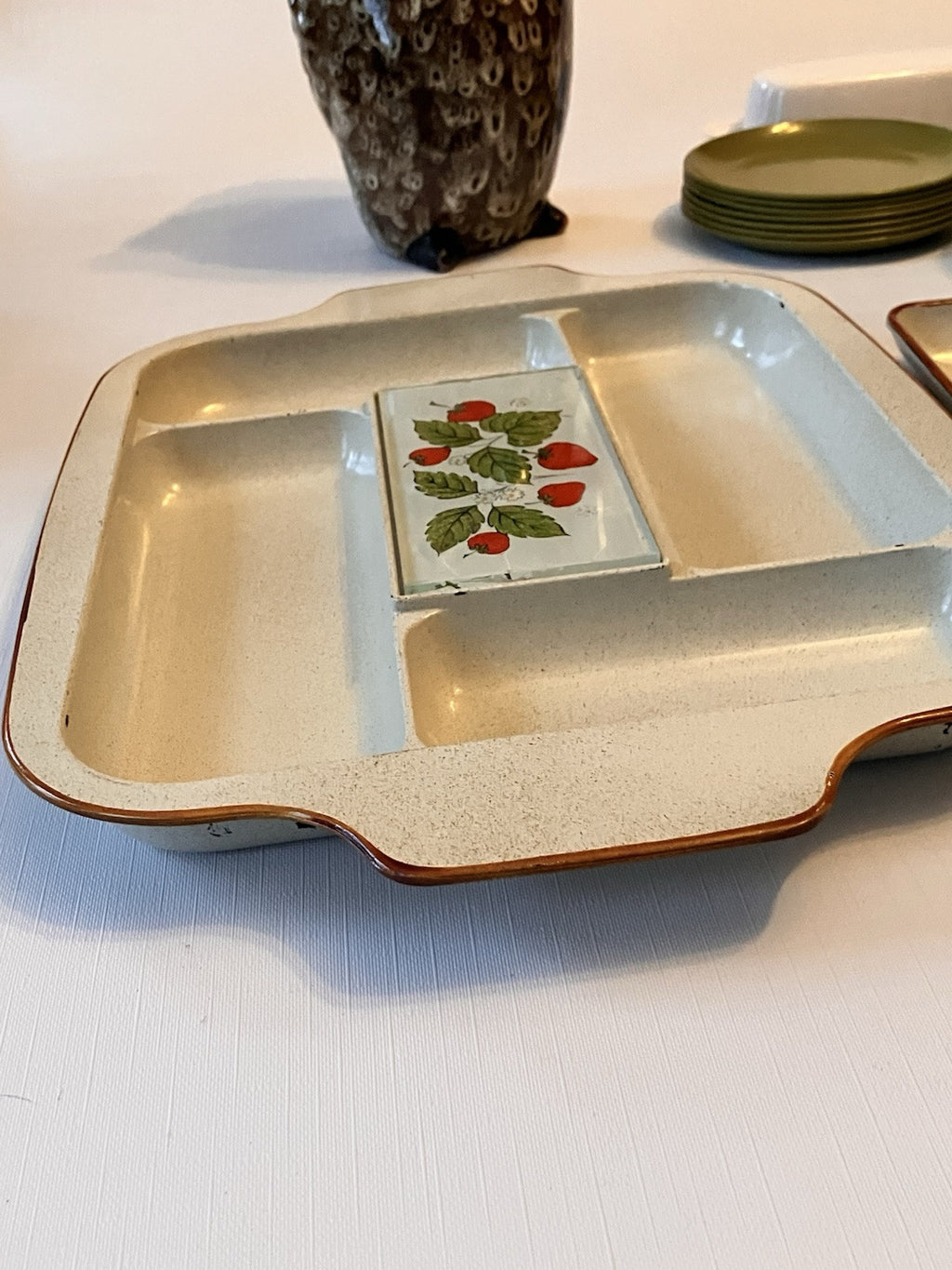 Vintage MCM  Strawberry Cheese/cracker Party Platters Made In Japan
