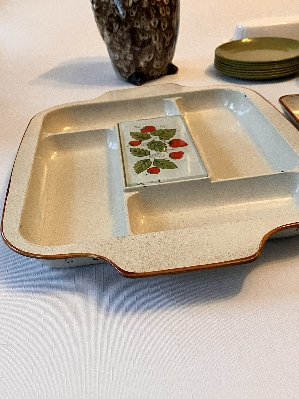 Vintage MCM  Strawberry Cheese/cracker Party Platters Made In Japan