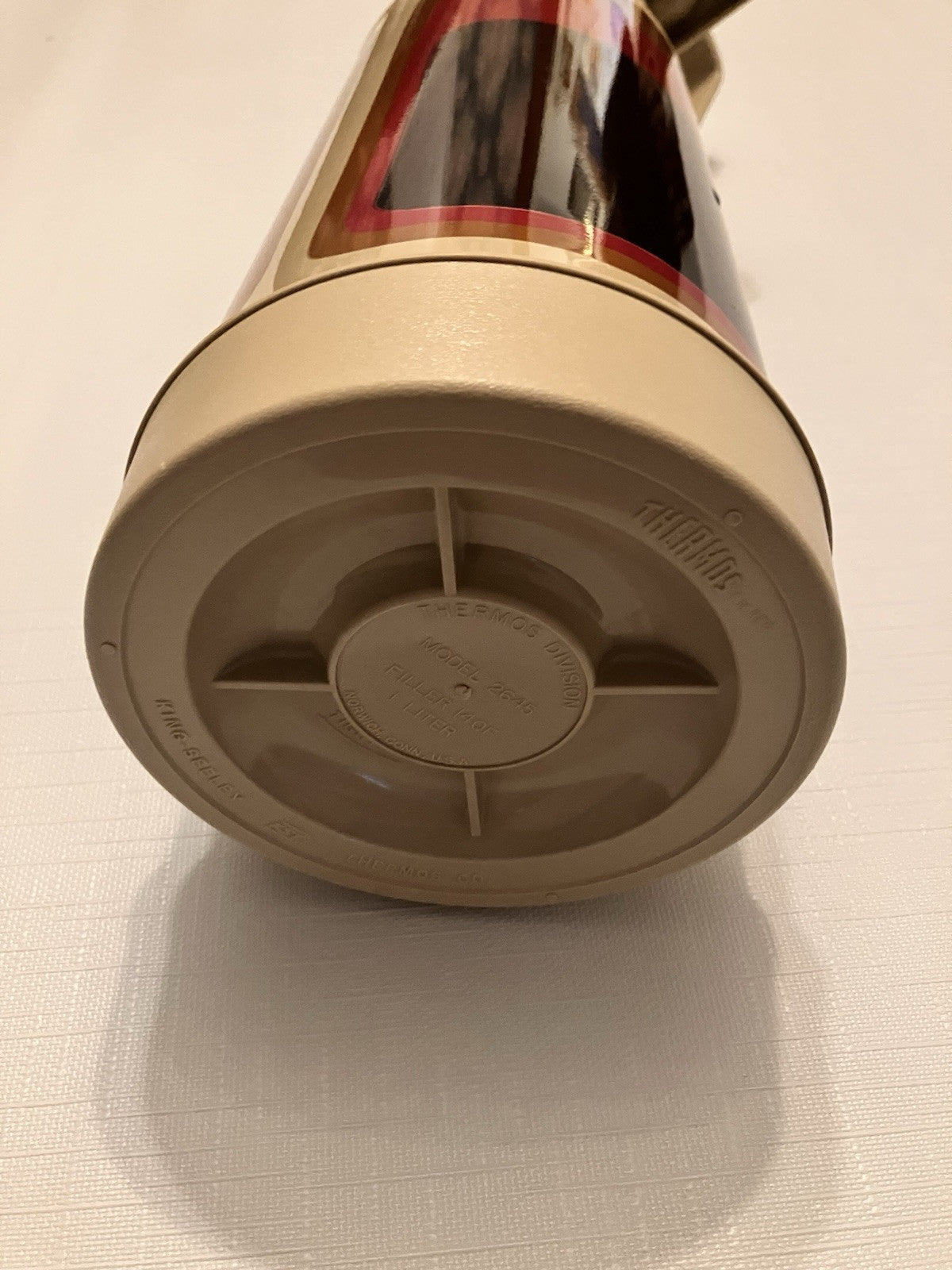 Vintage 1970s 1 Liter Pump-Handled Thermos;Abstract Design