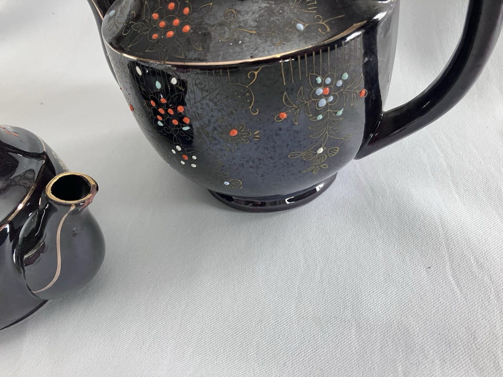 Pair Of MCM Brown Betty Moriage  Red Stone Tea Pots
