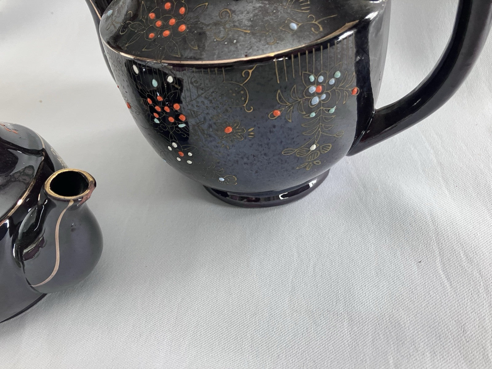 Pair Of MCM Brown Betty Moriage  Red Stone Tea Pots