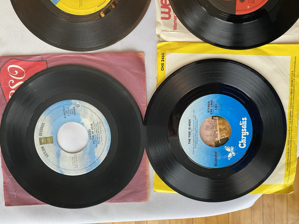 Lot of 9 Rock/Pop 45 Records 70s 80s Blondie Wings Abba Eagles Gibbons Muzik