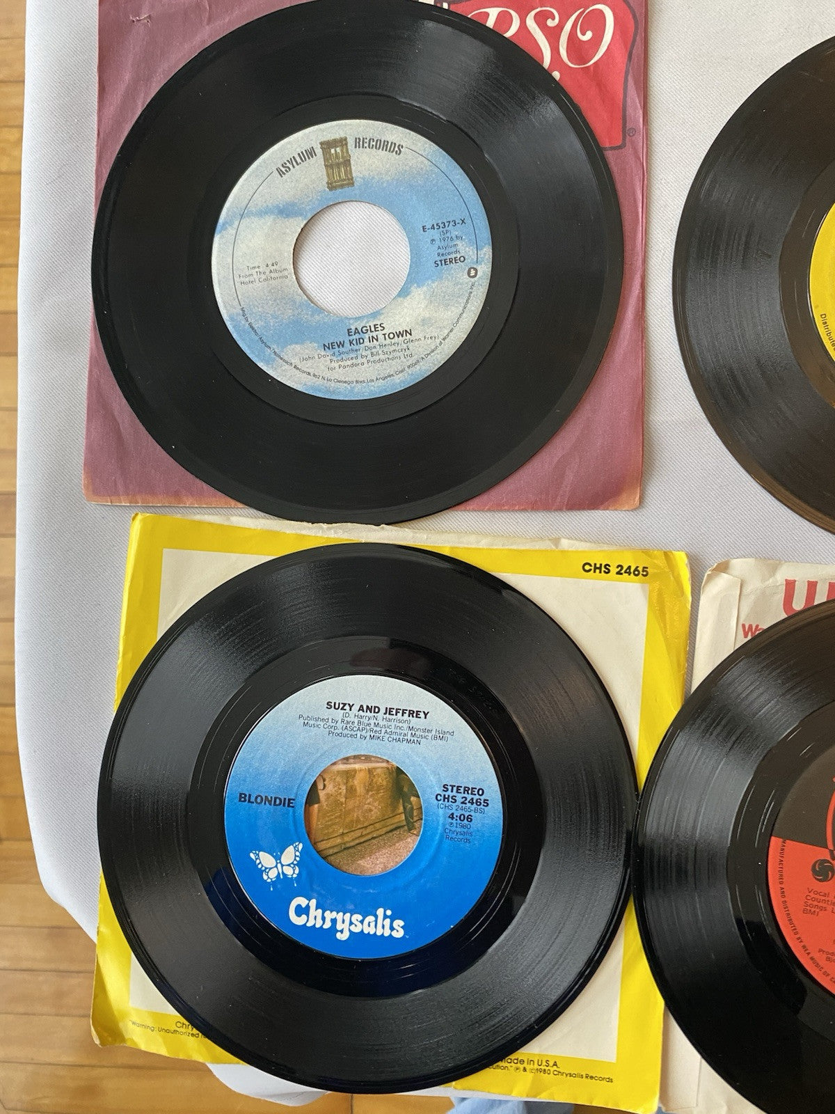 Lot of 9 Rock/Pop 45 Records 70s 80s Blondie Wings Abba Eagles Gibbons Muzik
