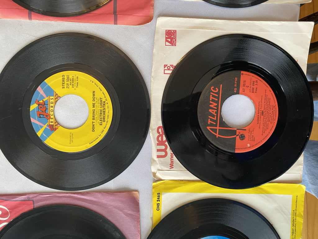 Lot of 9 Rock/Pop 45 Records 70s 80s Blondie Wings Abba Eagles Gibbons Muzik
