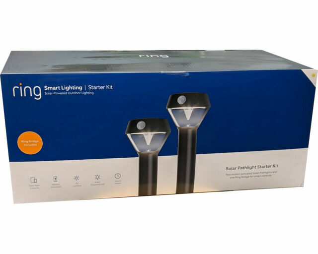 NEW Ring Smart Lighting Solar-Powered Pathlight Starter Kit + Bridge 5AT2X6